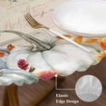 thumbnail image 3 of Gray Orange Pumpkin Fall Round Tablecloth, Fitted Table Cover with Elastic for 36"-44" Round Tables, Thanksgiving Floral Leaves Retro Table Cloth Outdoor Indoor Dinning Party Waterproof Tablecloths, 3 of 7