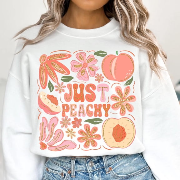 Just Peachy Sweatshirt, Preppy Floral Peach Sweatshirt, Summer Peach Sweatshirt, Coquette Summer Vibes Sweatshirt, Girly Summer Sweatshirt, Trendy Summer Sweatshirt