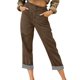 thumbnail image 5 of Pantalones de Pierna Ancha Suelta para las Mujeres Pantalones de Pierna Ancha Recta Suelta Elástica de Raya Casual con Bolsillo, 5 of 9