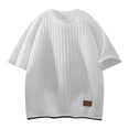 thumbnail image 6 of hlysgo Mens Short Sleeve T-Shirts Casual Knit Texture Crewneck Pocket Tee Tops Loose Fit Summer Shirt White,4xL, 6 of 6