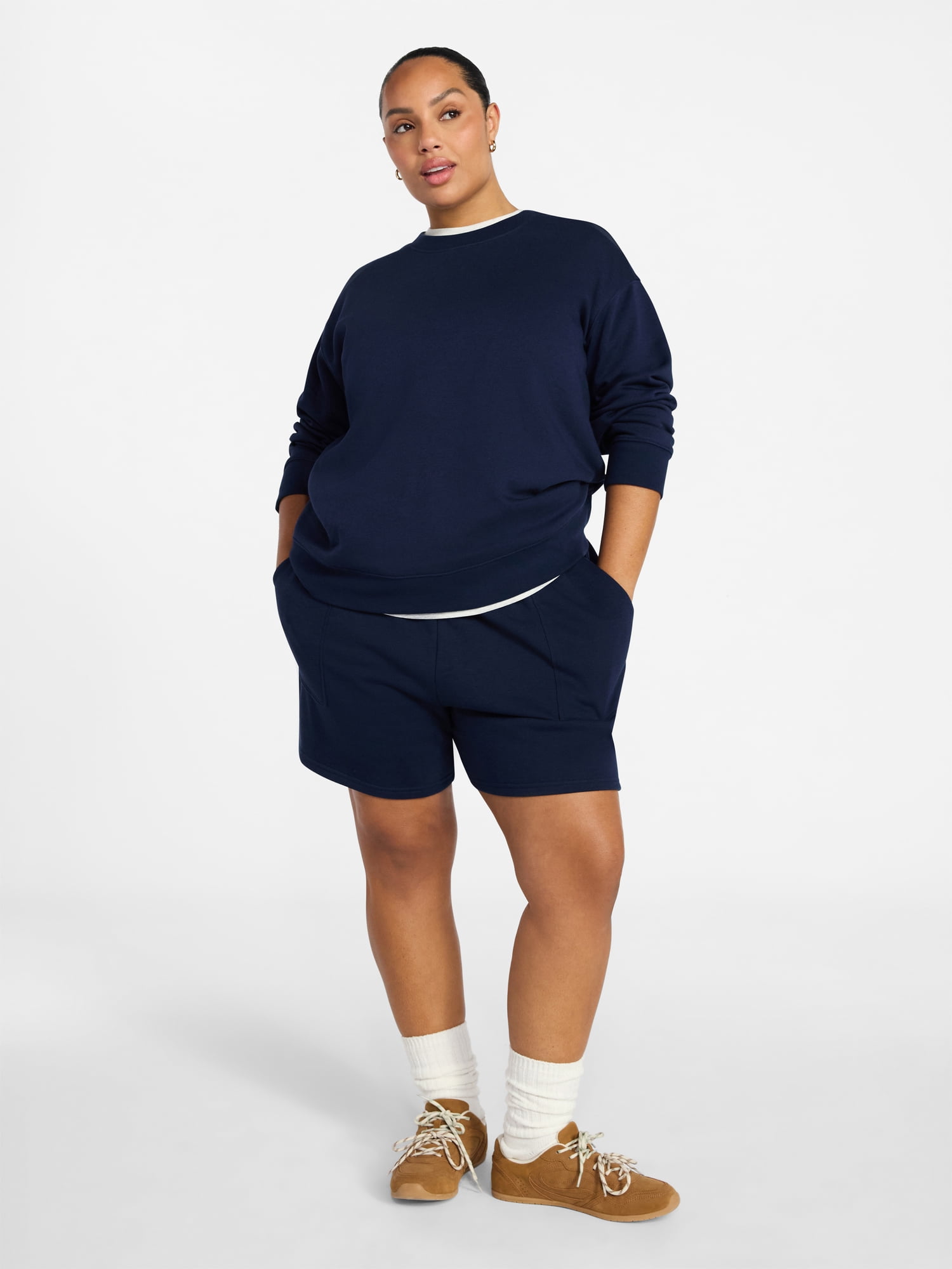 Terra & Sky Women's Plus Size Fleece Sweatshirt with Long Sleeves, Size 0X-5X