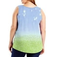 thumbnail image 4 of cocolona Womens Plus Size Summer Tank Tops Crew Neck Sleeveless Shirts Fashion Casual Loose Print Tees Blouse Blue XXXXL, 4 of 7