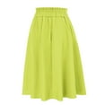 thumbnail image 5 of vigerkar Women Casual Cotton Linen Skirts Frill Tie Waist A-Line Midi Skirt with Pockets Green, S, 5 of 8