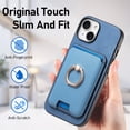 thumbnail image 5 of Allytech iPhone 11 Case, Detachable Magnetic Wallet Case with Card Holder & Ring Stand, Support Car Mount, Premium PU Leather Shockproof Durable Protective Slim Case Cover - Blue, 5 of 11