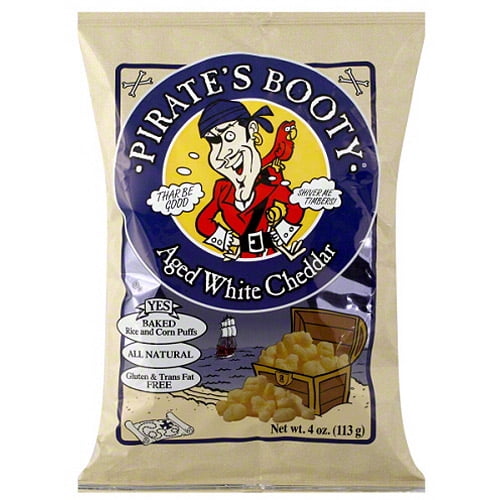 Pirate's Booty Aged White Cheddar Rice & Corn Puffs, 4 oz, (Pack of 12