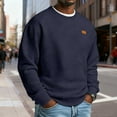 thumbnail image 2 of ASDFVBKG Men's Casual Crewneck Sweatshirts Long Sleeve Cozy Quilted T-Shirts Dressy Pullover Loose Fit Tops Solid Color Vacation Outfits Navy S, 2 of 6