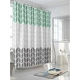thumbnail image 3 of Cyan Gray Shower Curtain, Chevron Abstract Geometric Modern Art Waterproof Shower Curtain Set with 12 Hooks Lightweight Washable Fabric Shower Curtains for Bathroom 72x72 Inches, 3 of 6