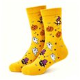 thumbnail image 2 of WHEANG Halloween Socks for Men Women Stylish Fall Casual Mid Calf Socks Fun Holiday Graphic Crew Socks Soft Stretch Novelty Socks for Holiday Party Daily Wear One Size Yellow, 2 of 3