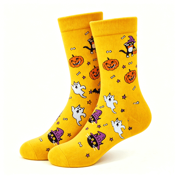 3‑Pair Pilates Socks Yellow Embroidered Ankle‑length Cotton Socks Socks for Women