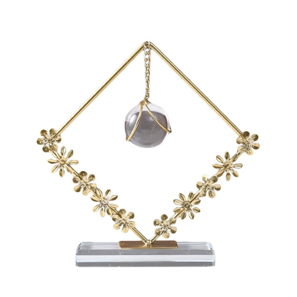 Minimalist Crystal Globe Pendant with Geometric Wreath Design Decorative Ornament for Home Living Room or Tabletop