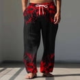 thumbnail image 2 of Cmfcve Men's Sweatpants Elastic Waistband Wide Leg Trousers Skater Streetwear Outdoor Straight Joggers Drawstring Flame Print Home Lounge Pants, 2 of 5