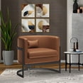 thumbnail image 5 of Apeaka Modern Velvet Solid Print Barrel Accent Chair, Brown, 5 of 5