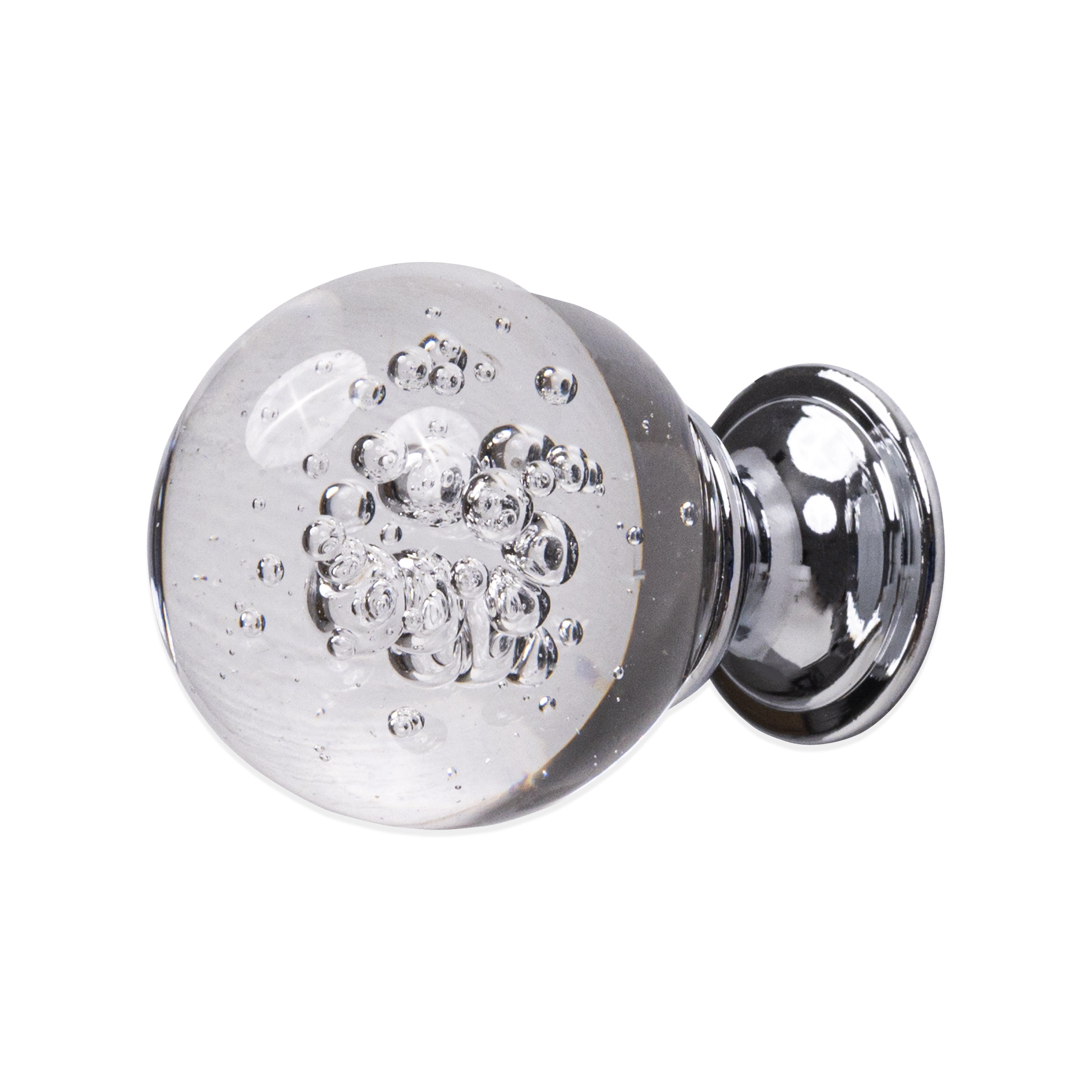 Better Homes & Gardens 1-3/16" (30mm) Clear Glass Bubble Knob, Chrome, 2 Pack
