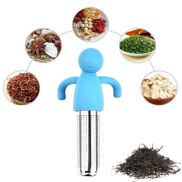 Amzcrzy Home Tools, Gardening Tools, Home Improvement, Human Shaped Tea Filter Tea Making Stainless Steel Tea Glass Tea Making Tea Filter Tea Glass Silicone infuser