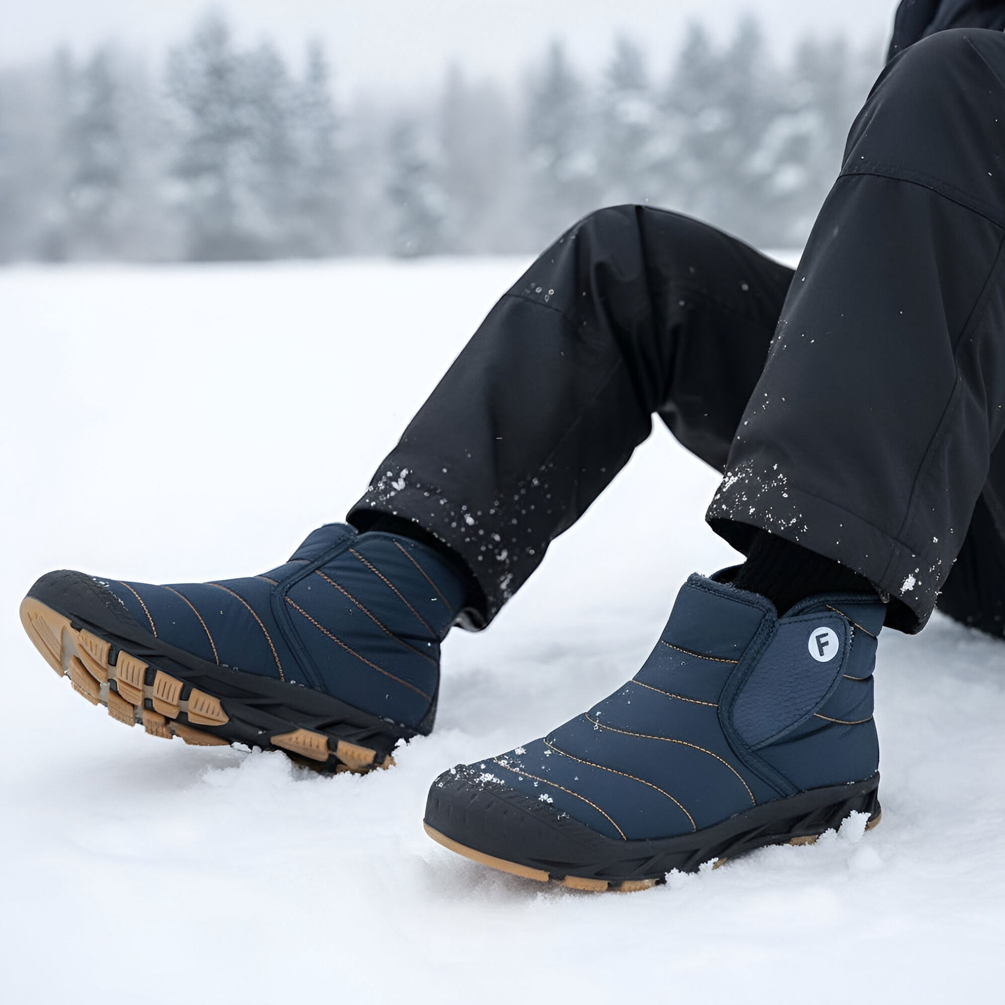 Ecetana Snow Boots for Men Winter Warm Waterproof Outdoor Hiking Shoes