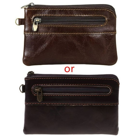 AOOOWER Retro Zipper Purse Genuine Portable Bank Card Paper Coins Organizer for Festival Birthday Gifting Accessories