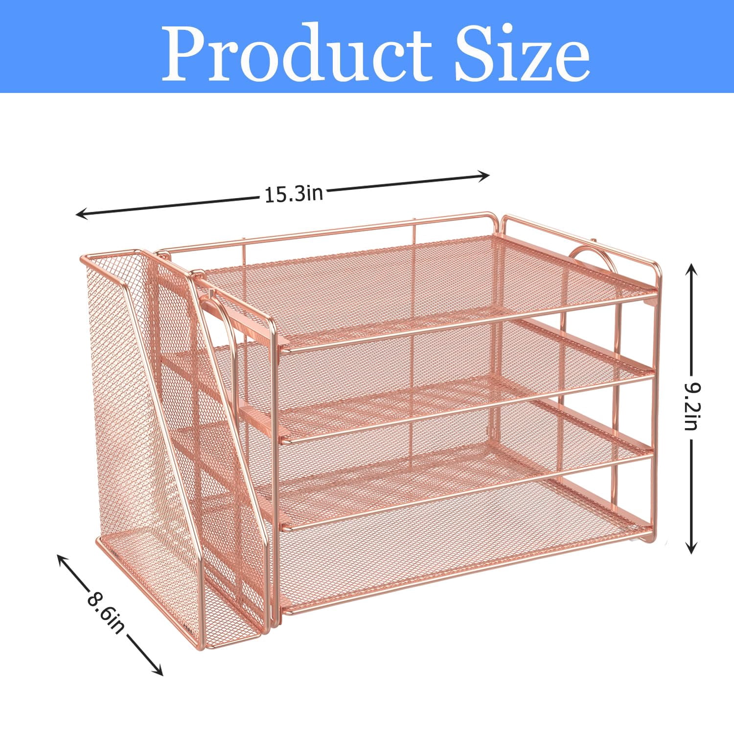 4-tier Paper Organizer With Magazine Holder  Desk Organizers And Accessories & Workspace File For Office Supplies Storag (rose 4-tier)