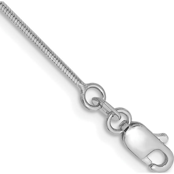 14K White Gold Wg 1.0mm Octagonal Snake Chain Anklet (10 X 1) Made In Peru wos100-10