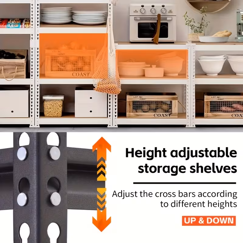 Heavy Duty 5-Tier Metal Shelving Unit, 72" Adjustable 2000lbs Capacity Garage Storage Rack, Utility Shelf for Kitchen, Basement, Warehouse, Living Room, Black