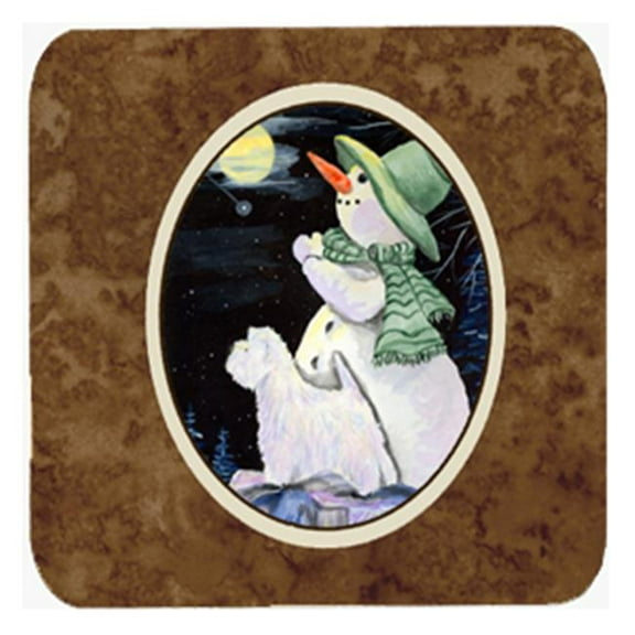 Snowman with Westie Foam Coasters, Set - 4