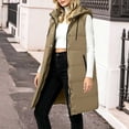 thumbnail image 4 of Jovrlynd Puffer Vest Women Hooded Zipper Button Long Quilted Vest Winter Coats with Pockets, S-2XL, 4 of 7