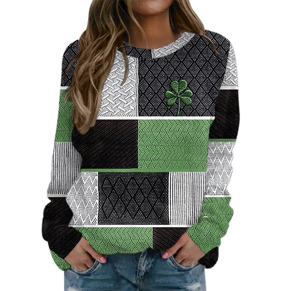 Sudadera LVOFTJU con estampado gráfico verde del Día de San Patricio para mujer