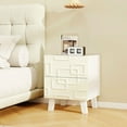 thumbnail image 5 of GVN Nightstand with Drawers and 3D Geometric Patterns, Bedside Table for Living Room, Bedroom, White, 5 of 7
