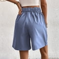 thumbnail image 6 of Shorts for Women Shorts Women Summer Solid Color Loose Breathable Semi Elastic Waist Casual High Waist Wide Leg Shorts Blue XL, 6 of 8