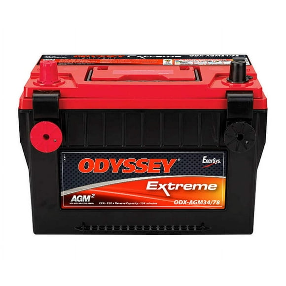 Odyssey Battery Battery ODX-AGM34 78 Extreme Series; 34/78 Group Size; 12 Volt; 850 Cold Cranking Amps/1500 Pulse Hot Cranking Amps; 10.9 Inch Length; 6.8 Inch Width; 7.9 Inch Height