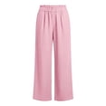 thumbnail image 6 of Women Plus Size Cotton Linen Wide Leg Pants High Waisted High Elastic Button Casual Straight Leg Pants, 6 of 6