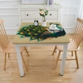 thumbnail image 3 of COMIO Square Fitted Table Cloths Chinoiserie Pillow Cover Peacock Vintage Decorative White, 3 of 7