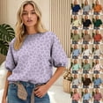 thumbnail image 2 of Kcolen Women Leopard Print Raglan Puff Half Sleeve Pullover Top, Loose Crew Neck Casual Sweatshirt for Fall Layering Top, 2 of 5