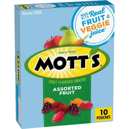 Mott's Fruit Flavored Snacks, Assorted Fruit, Gluten Free Snack, 10 Count, 8 oz
