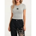 thumbnail image 4 of Cenuakty Women T-shirt, Crew Neck Short Sleeve Tops Star Print Slim Fit Summer Tops for Casual Daily, 4 of 9