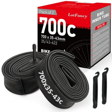 LotFancy 2Pcs 28 in 700 x 35c 43c Bike Tubes, 32mm Schrader Valve, 2 Levers