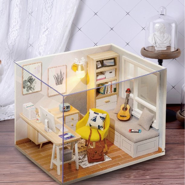 Kit de juguetes para sala de estudio DIY Hut ensamblaje Manual Tmvgtek hecho a mano modelo de muebles para fiesta de cumpleaños regalos de decoración