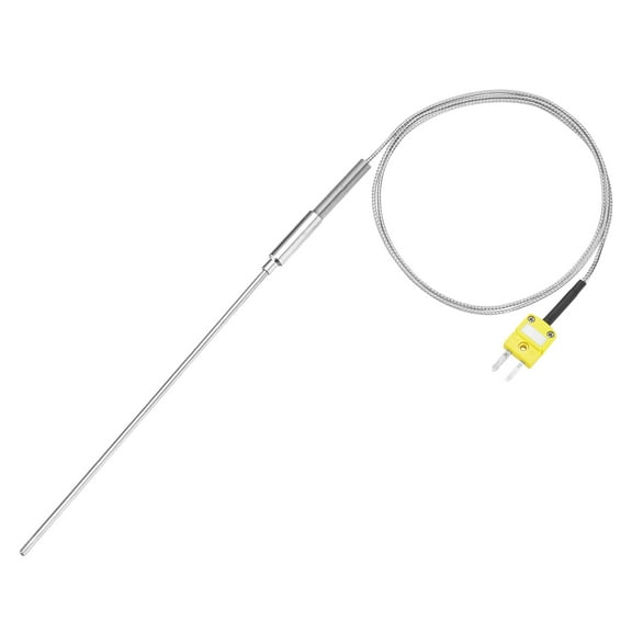 K Type Thermocouple with Plug, Meter Temperature Sensor Probe -40 to 1100°C(-40 to 2012°F) Stainless Steel, 4x200mm 3.3ft Wire