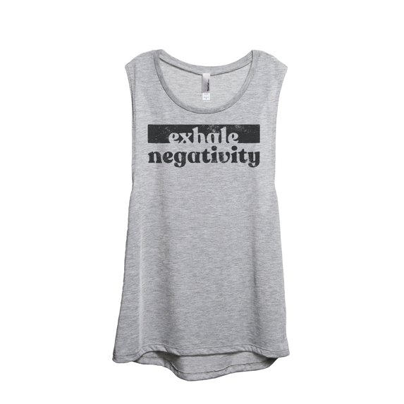 Exhale Negativity Women's Fashion Sleeveless Muscle Tank Top Tee Sport Grey Medium
