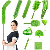 12pcs Microfiber Duster Kit for High Ceiling, Extendable Dusters for Cleaning with 100" Extension Pole, Long Feather Duster for Fan/Car, House Cleaning Tool Kit by Hewitto