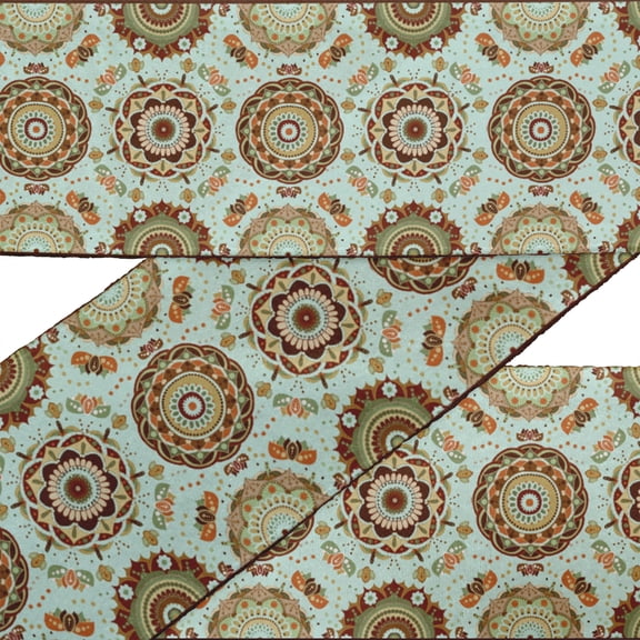 IBA Indianbeautifulart Green Mandala Kaleidoscope Fabric Lace Dressmaking Velvet Trim Tape Printed Sewing Lace 9 Yards 4 Inches
