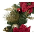 thumbnail image 5 of Northlight Poinsettias and Ball Ornaments Artificial Christmas Wreath - 24" - Unlit, 5 of 5