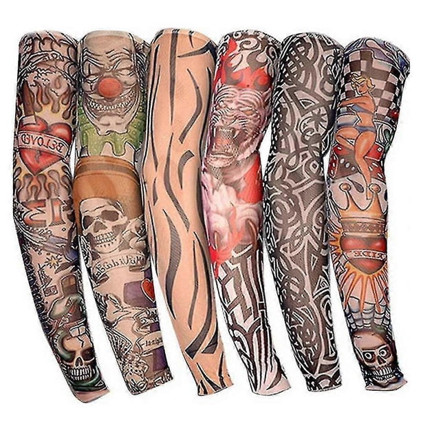 medias para brazo con mangas de tatuaje, tatuajes temporales falsos, protector solar elástico para hombre y mujer.