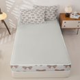 thumbnail image 4 of Manfei Brown Dreamy Bowtie Zipper Twin Comforter Sets with Fitted Sheet and 2 Pillowcases,Kawaii Bowknot Zipper Bedding Set,Light Gray Reversible,4pcs, 4 of 7