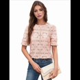 thumbnail image 2 of Blusa de Verano para Mujer, con Encaje de Crochet, Ojales, Bordada, de Corta, Color Rosa, Talla M, 2 of 10