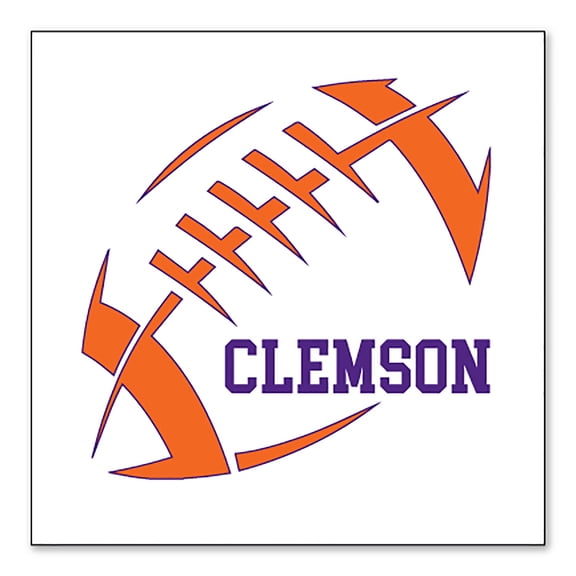 DistinctInk Custom Bumper Sticker - 4" x 4" Decorative Decal - White Background - Clemson Football - Orange, Regalia Purple