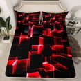 thumbnail image 2 of Erosebridal Geometric Buffalo Sheet Set Twin,Black Red Bedding Sets Twin Size,Breathable Bed Sheets Twin,Plaid Decor,3pcs, 2 of 7
