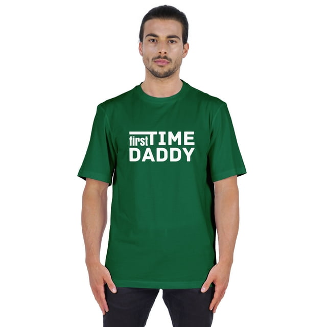 Inkmeso Men's Graphic Printed "First Time Daddy" Short Sleeve Tee Shirt Jersey Shirt For Dad