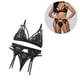thumbnail image 2 of Conjunto de ropa interior de encaje floral de 3 piezas para mujer, sujetador sexy, bragas, liguero, negro, M Kearding XX000052-11, 2 of 7
