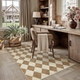 thumbnail image 3 of BERTHMEER 3'x5' Small Washable Geometric Grid Diamonds Checkered Area Rugs for Bathroom Bedroom Entryway Kitchen Rugs Non Slip Modern Contemporary Rugs, Brown, 3 of 5