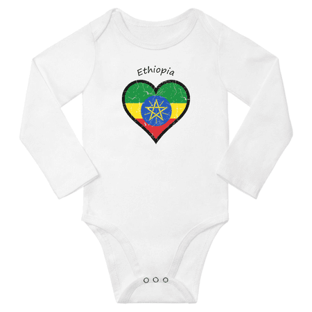 

Ethiopia Flag Heart Love Baby Long Sleeve Clothing Bodysuits (White 18 Months)